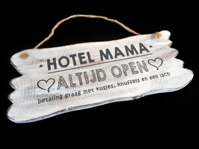 Wit wandbord: Hotel mama