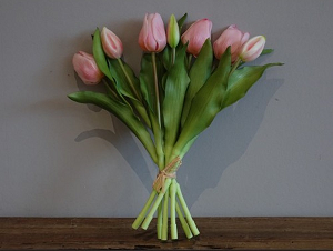 Bosje kunst tulpen licht roze 7 stuks lengte 30cm