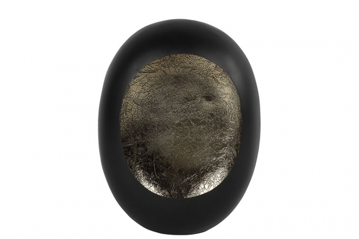 Theelicht Marrakech Egg L zwart-antiek messing
