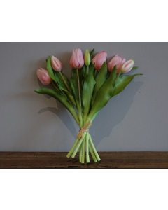 Bosje kunst tulpen licht roze 7 stuks lengte 30cm
