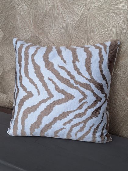 Luxe geweven vierkant kussen "Zebra naturel" 50x50